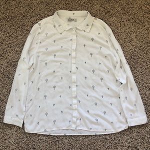 Cactus pattern long sleeve blouse